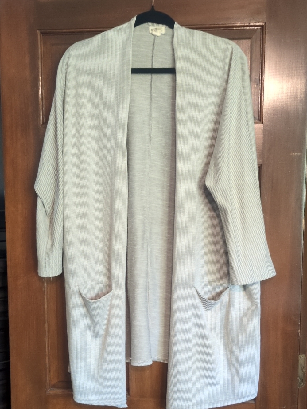 DONNI. Light Gray Open-Front Ribbed Cardigan